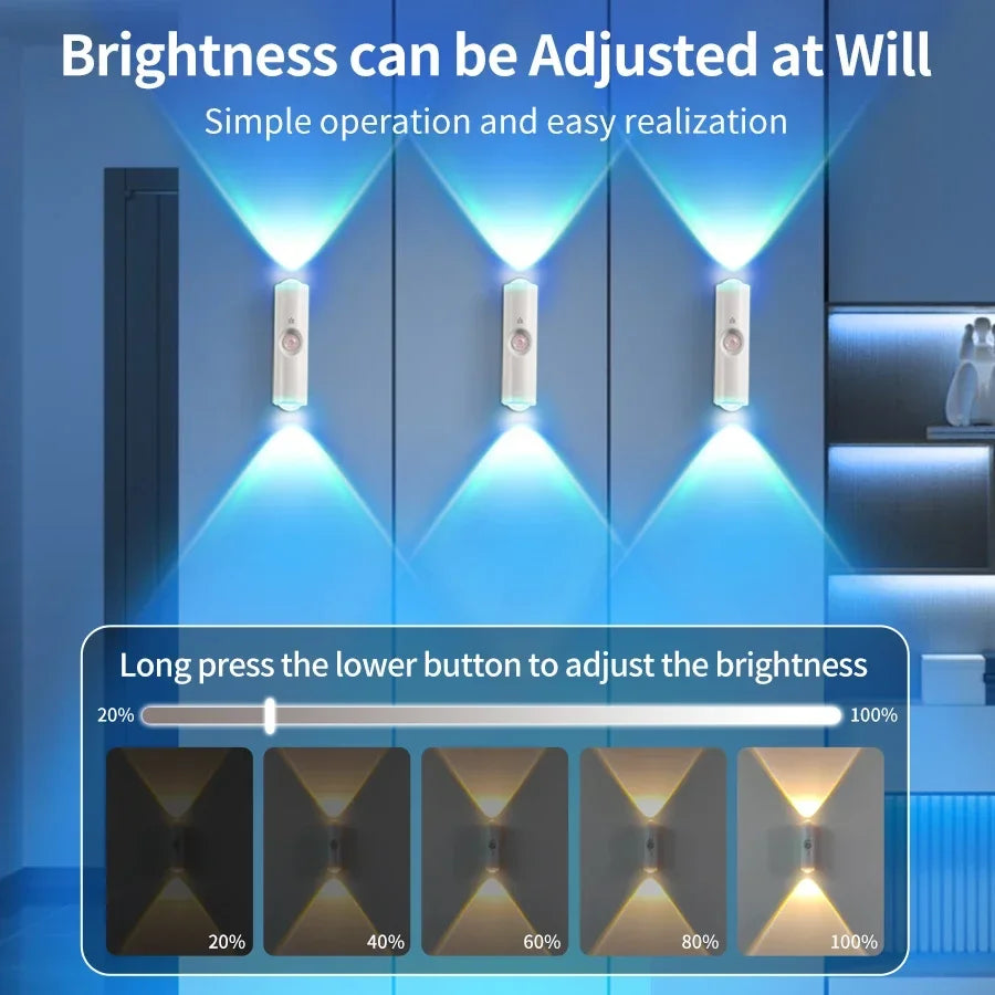 Rechargeable Magnetic LED Night Light RGB Sunset Lamp Wireless Wall Lamp With Motion Sensor For Stair Cabinet Hallway Room Decor