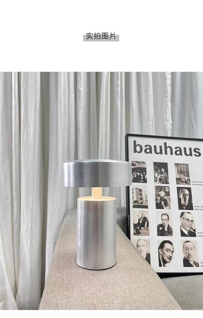 Danish Designer Mushroom Table Lamp with Touch Switch Usb Charging Wireless Modern Simple Atmosphere Desk Light Bar Cafe Bedside