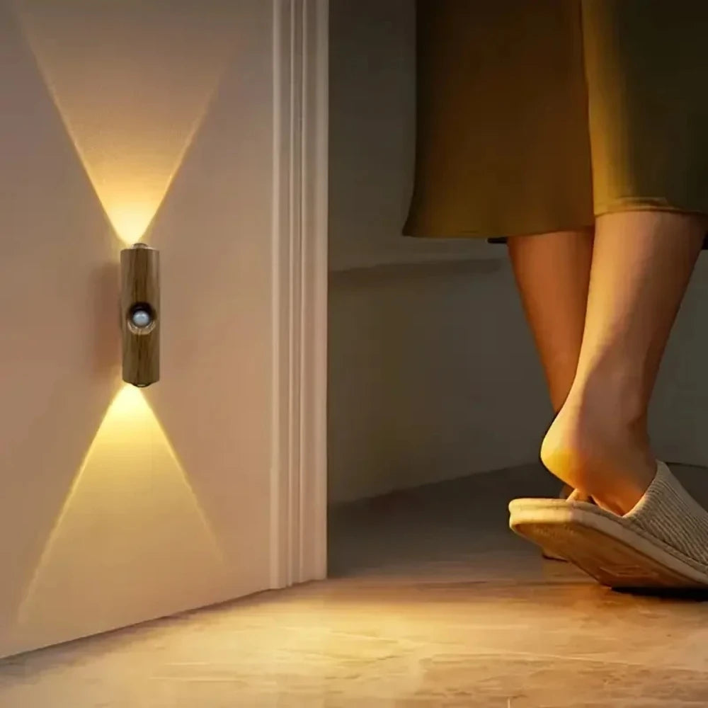 LED Night Light with Motion Sensor RGB CCT USB Rechargeable Magnetic Double-head Sunset Lamp Stair Cabinet Hallway Room Decor