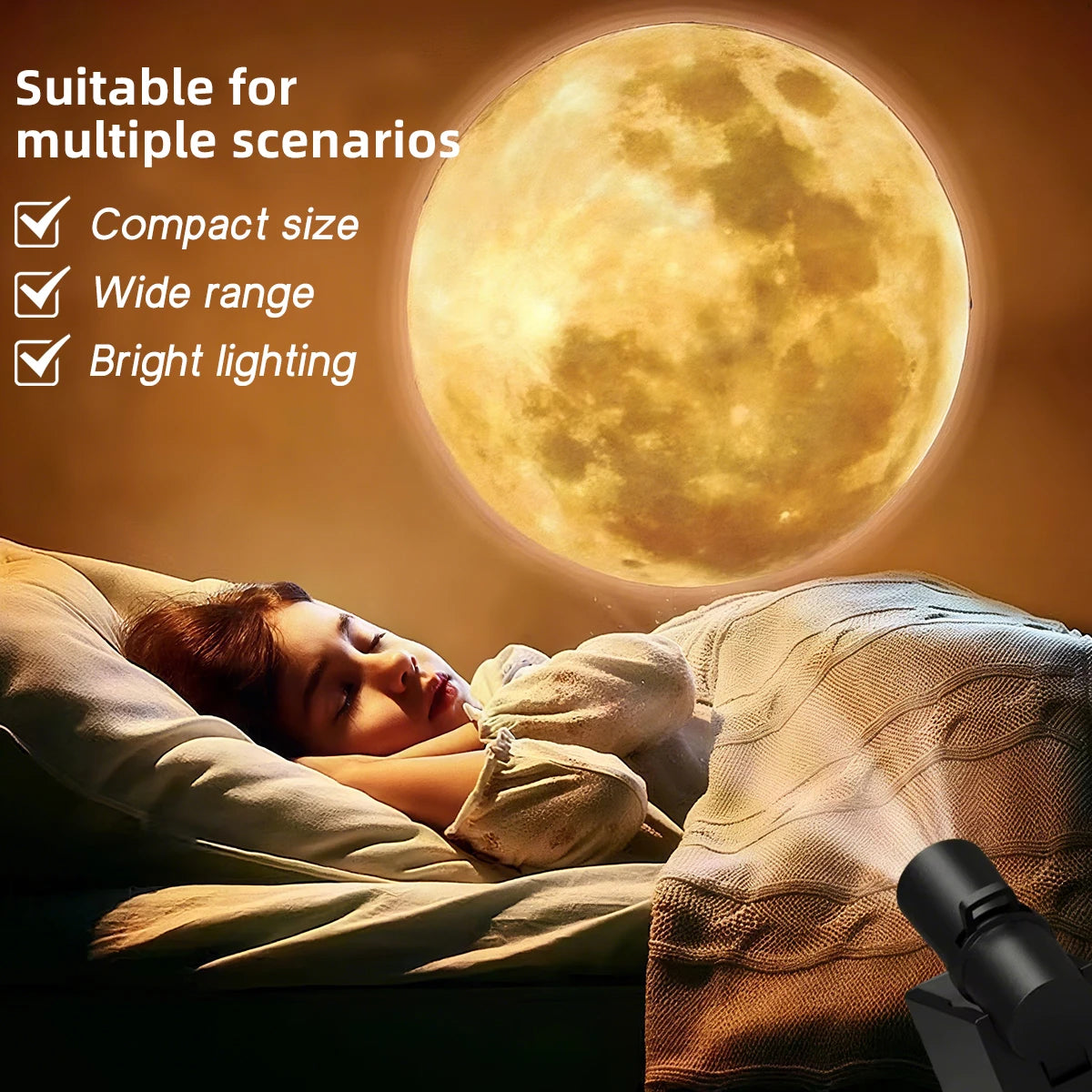 New USB Rechargeable LED Night Light Moon Projection Atmosphere Lamp Bedside Background Wall Decoration Birthday Surprise Gift