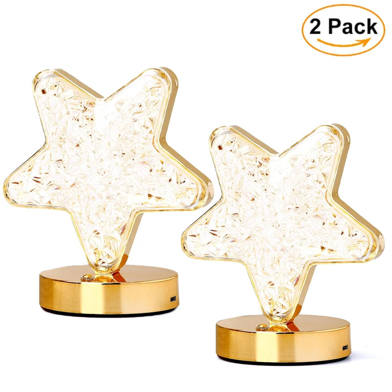1-2PCS Bedroom 3Color Touch Dimming Night Light Girls Kids Room Home Decor Bedside LED Ambient Table Moon Stars Atmosphere Lamp