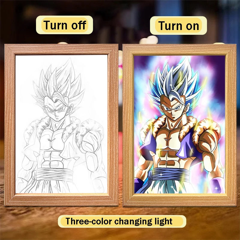 Anime character dragon pearl lamp painting photo frame, Goku Vegeta Led night light bedroom decoration gift moon lamp