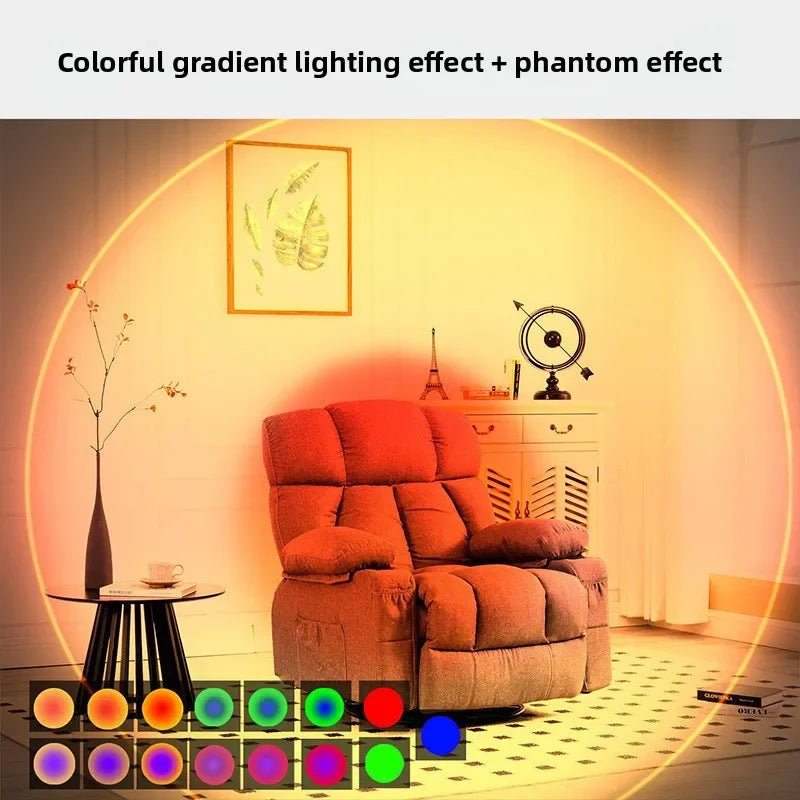 RGB LED Night Lights Double-head Sunset Light Motion Sensor Under Cabinet Lamp USB Charging Magnetic Bedroom Atmosphere Lighting