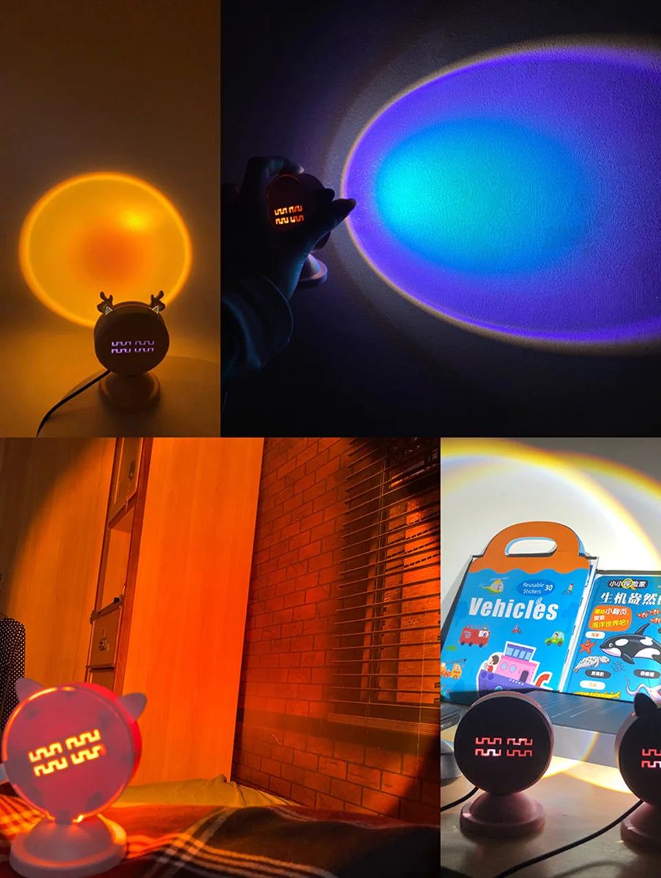 Mini Animal USB Sunset Lamp Led Projector Night Light Table Cat Style Atmosphere Home Bedroom Background Wall Decoration Gift