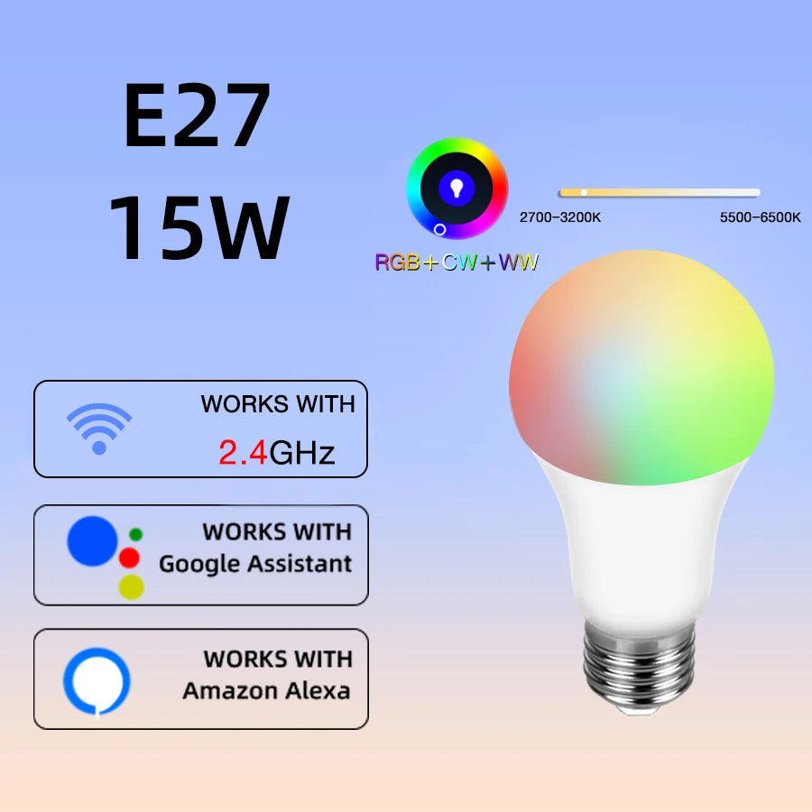 Cozy Life Smart LED Bulb Lights E27 WiFi Dimmable RGB LED Lamp Timer 12/15/18W 85-265V Works With Alexa Google Assistant