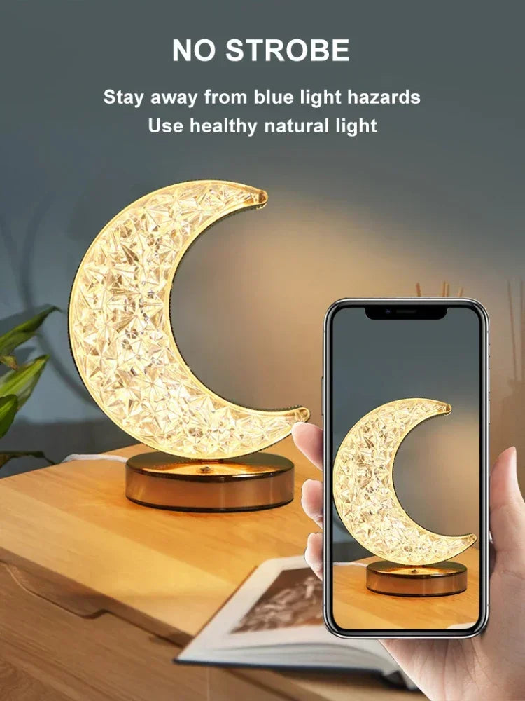 1-2PCS Bedroom 3Color Touch Dimming Night Light Girls Kids Room Home Decor Bedside LED Ambient Table Moon Stars Atmosphere Lamp
