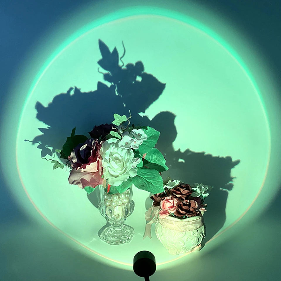 Atmosphere Lighting for Bedroom Home Room Decor Gift 1x USB Sunset Lamp LED Rainbow Neon Night Light Projector Photography Wall