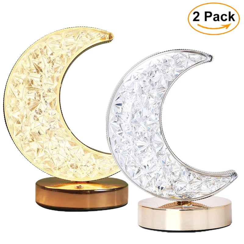 1-2PCS Bedroom 3Color Touch Dimming Night Light Girls Kids Room Home Decor Bedside LED Ambient Table Moon Stars Atmosphere Lamp