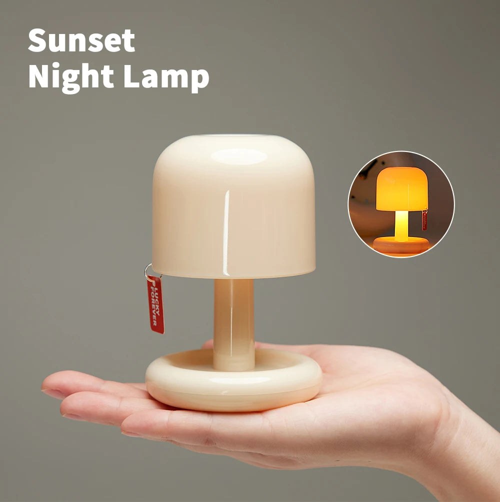 Rechargeable Mushroom Touch Sensor Night Light Creative Sunset Table Lamp For Bedroom Coffee Bar Ambient Mood Desk Night Lamp