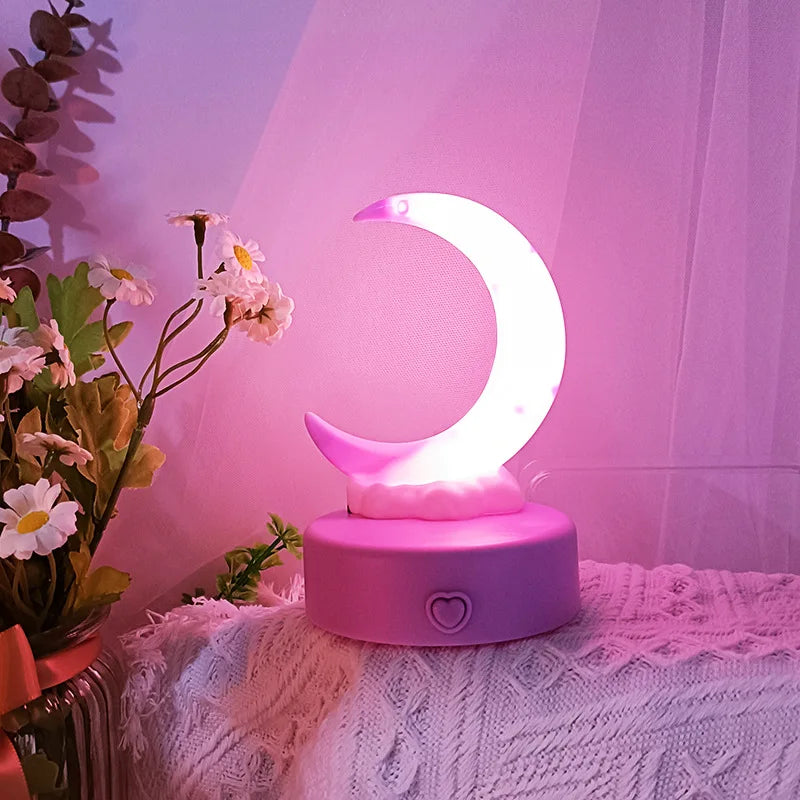 Creative Romantic Crescent Moon Night Light LED Bedside Decorative Table Lamp Living Room Luminous Toy Decorations Birthday Gift