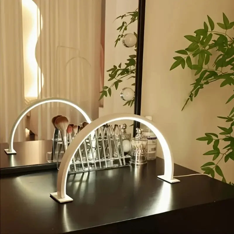 New Moon Nail Work Lamp - Beauty Work Desk Lamp, Three-color USB Power Supply - Black/White/Pink, Suitable for Nail Art, Eyelash