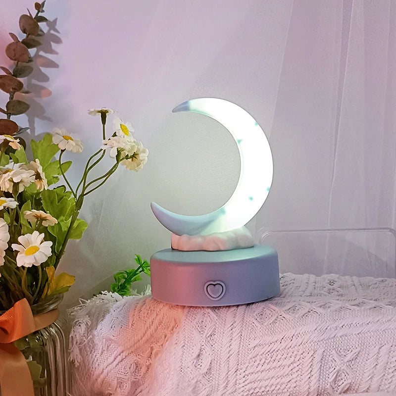 Creative Romantic Crescent Moon Night Light LED Bedside Decorative Table Lamp Living Room Luminous Toy Decorations Birthday Gift