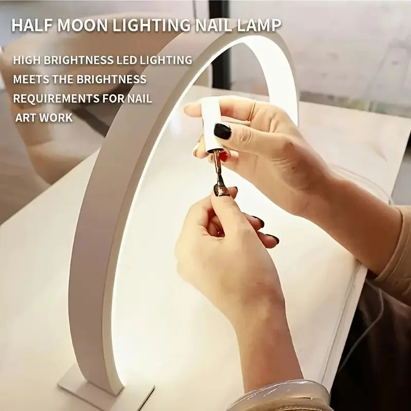 New Moon Nail Work Lamp - Beauty Work Desk Lamp, Three-color USB Power Supply - Black/White/Pink, Suitable for Nail Art, Eyelash