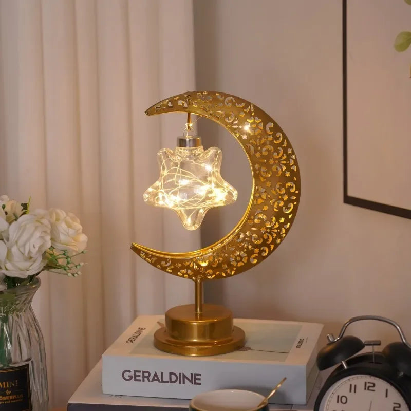 Ramadan Desk Lamp Led Moon Lamp Decoration for Home Metal Ramadan Kareem Light Decoration Eid Mubarak Muslim Eid Al Adha Gifts