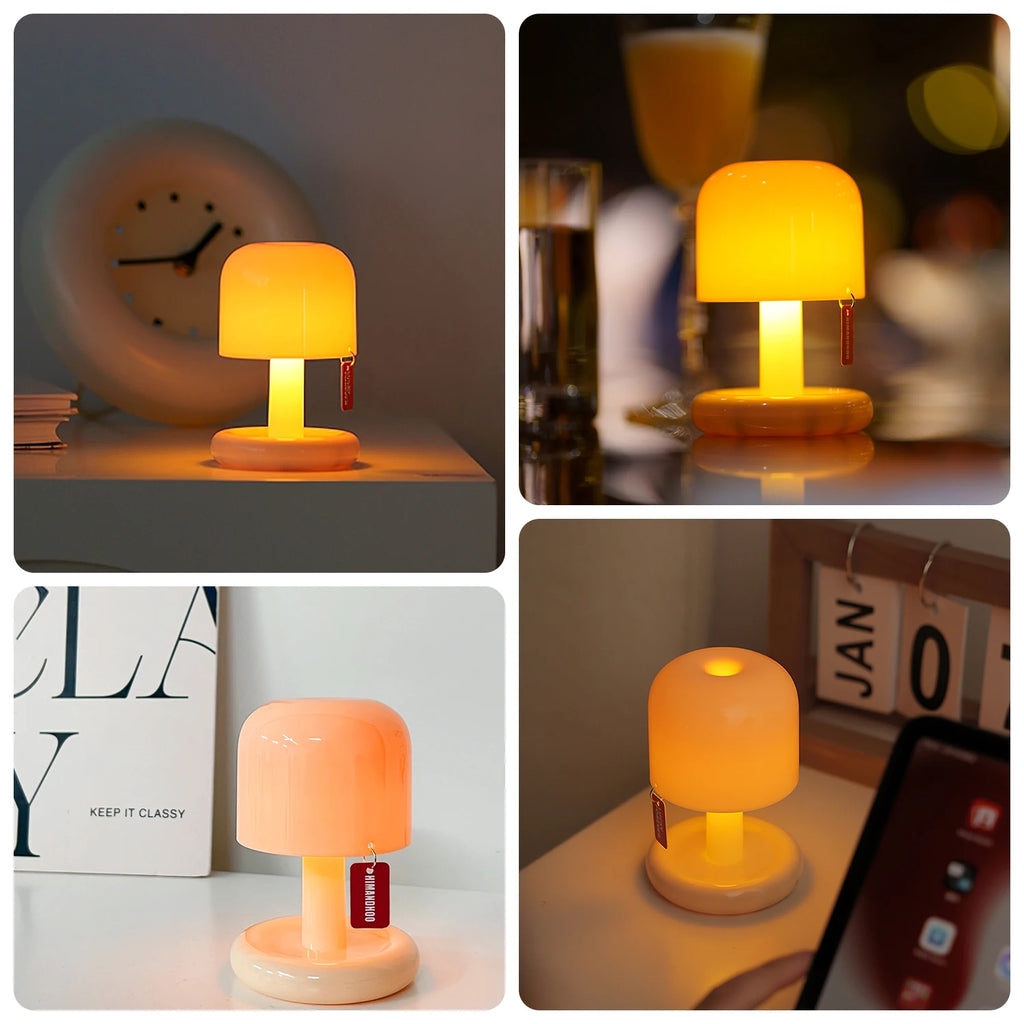 Rechargeable Mushroom Touch Sensor Night Light Creative Sunset Table Lamp For Bedroom Coffee Bar Ambient Mood Desk Night Lamp
