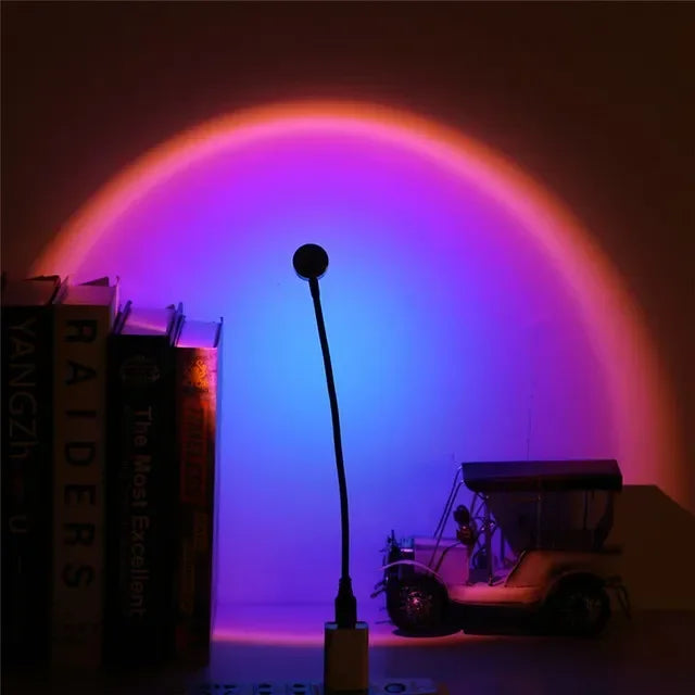 Projection Lamp USB Sunset Rainbow Atmosphere Night Light Sunset Light for Photography Selfie Coffee Store Live Wall Decoration