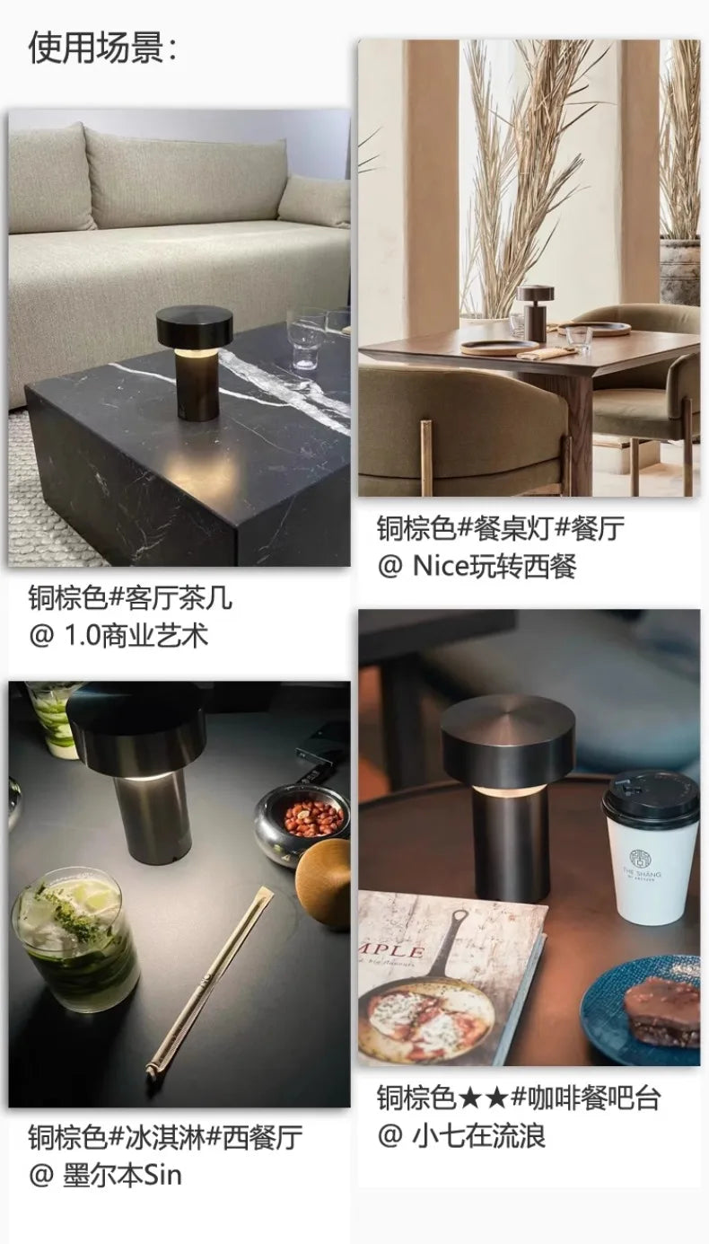 Danish Designer Mushroom Table Lamp with Touch Switch Usb Charging Wireless Modern Simple Atmosphere Desk Light Bar Cafe Bedside