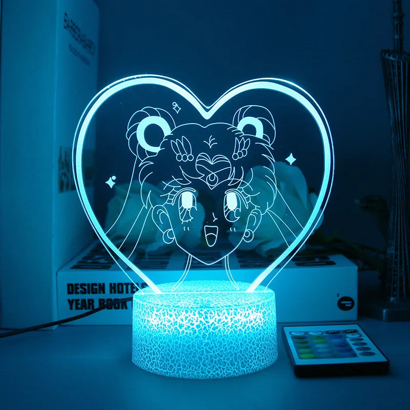 Sailor Moon Tsukino Usagi 3D Led Night Light Anime Cartoon Lamp Home Room Acrylic Lamp Desk Decor for Kids Illusion Novelty Gift