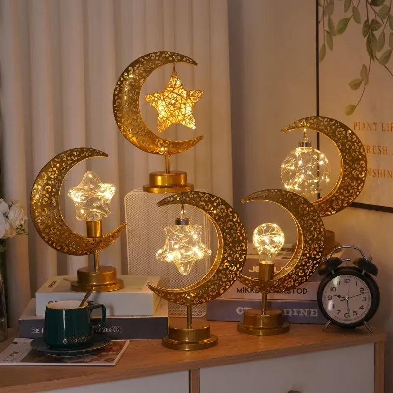 Ramadan Desk Lamp Led Moon Lamp Decoration for Home Metal Ramadan Kareem Light Decoration Eid Mubarak Muslim Eid Al Adha Gifts