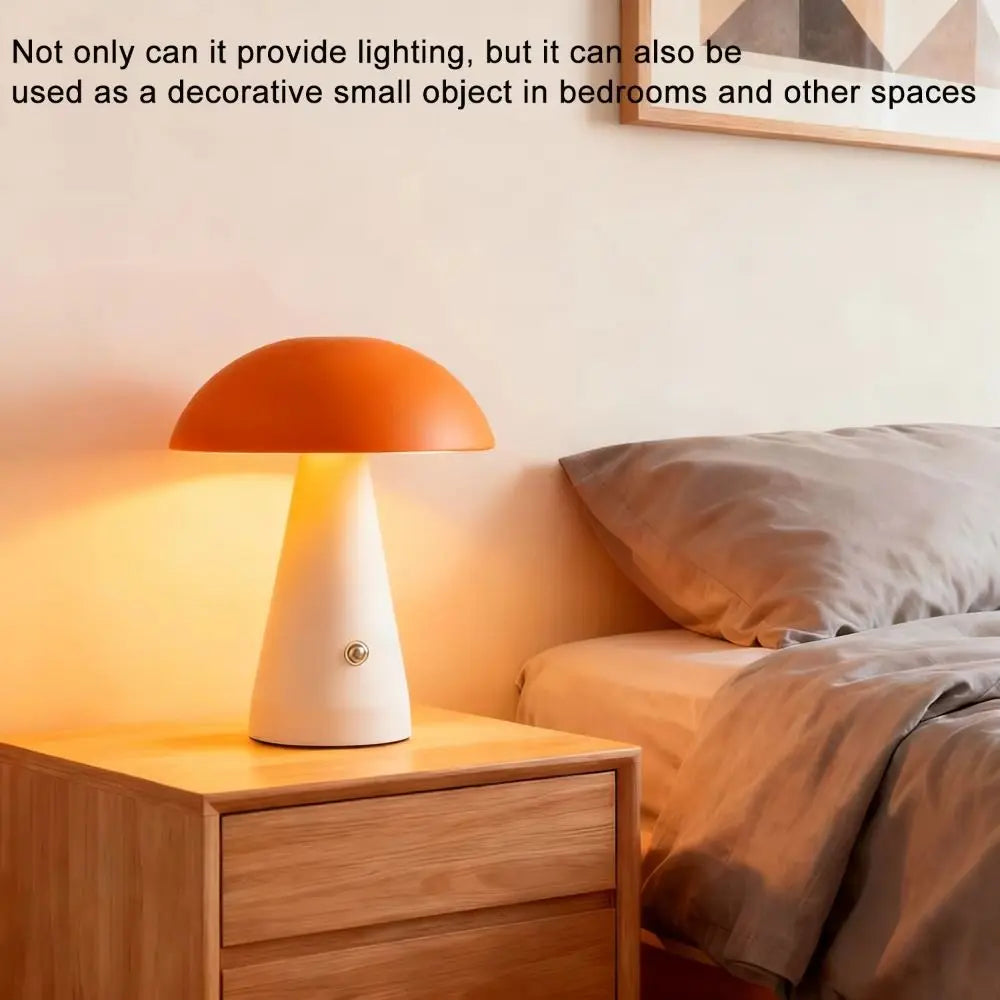 Touch-Activated Mushroom Lamp USB Rechargeable 3 Color LED Table Lamp Dimmable Extended Illumination Dimmable Light Office