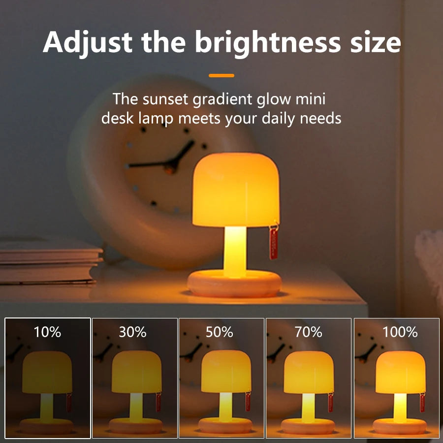 USB Rechargeable LED Table Lamp Mini Sunset Night Light Mushroom Lamp Desk Bedroom Bedside Lamps Bar Room Decoration Mood Light