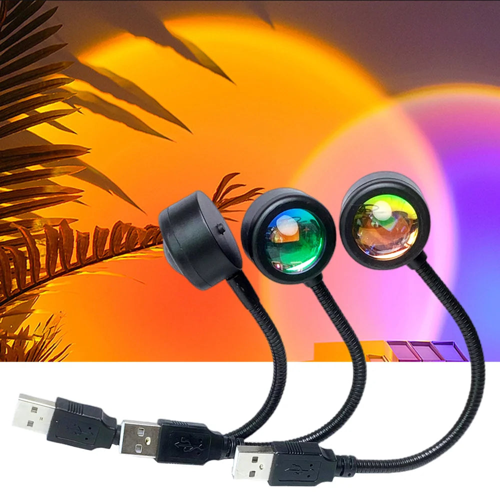 Mini Sunset Lamp USB 7 Colors Projector Atmosphere Night Light Home Decoration Photography Lighting Coffee Shop Wall Decor Light