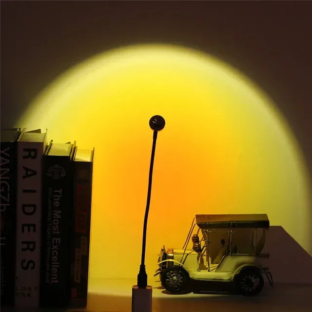 Projection Lamp USB Sunset Rainbow Atmosphere Night Light Sunset Light for Photography Selfie Coffee Store Live Wall Decoration