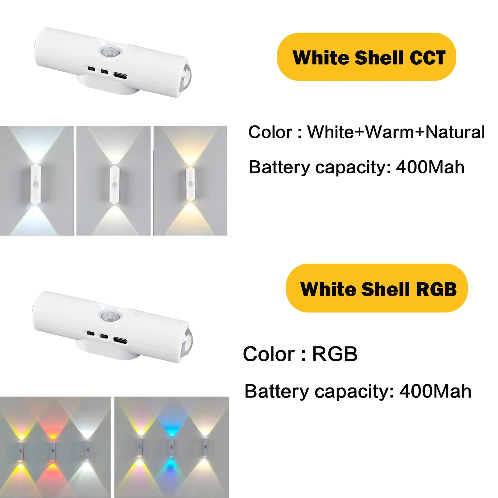 LED Night Light with Motion Sensor RGB CCT USB Rechargeable Magnetic Double-head Sunset Lamp Stair Cabinet Hallway Room Decor