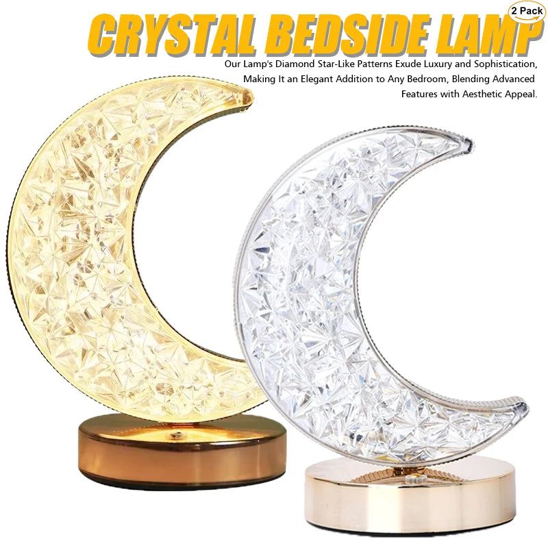 1-2PCS Bedroom 3Color Touch Dimming Night Light Girls Kids Room Home Decor Bedside LED Ambient Table Moon Stars Atmosphere Lamp