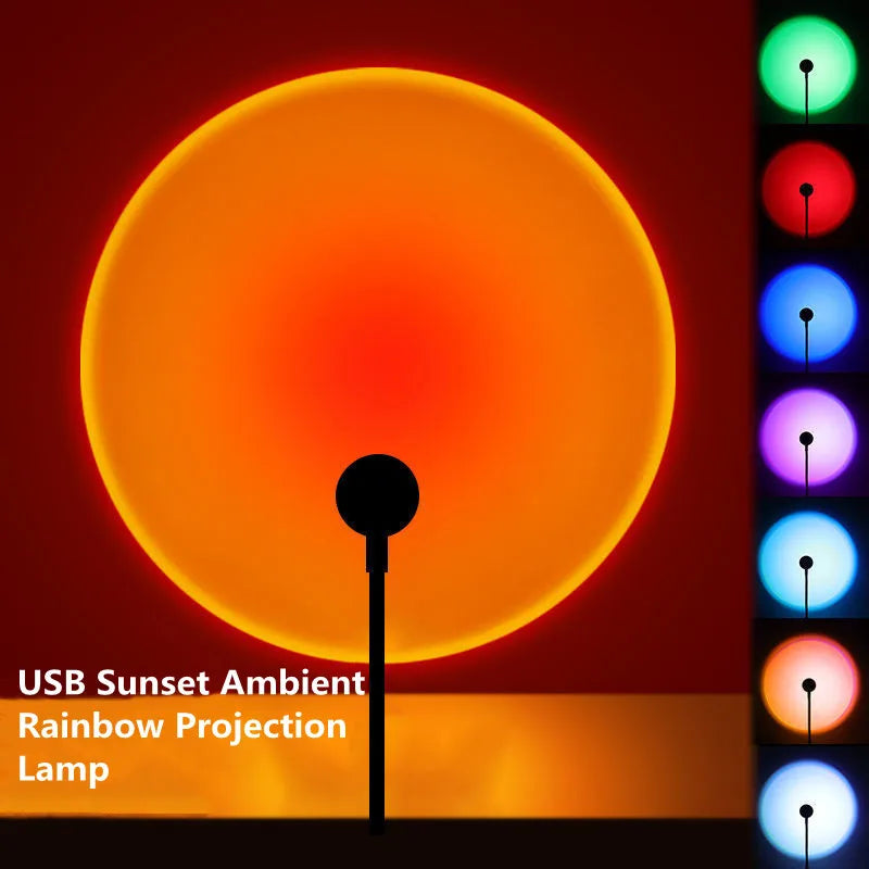 Mini Sunset Lamp USB 7 Colors Projector Atmosphere Night Light Home Decoration Photography Lighting Coffee Shop Wall Decor Light