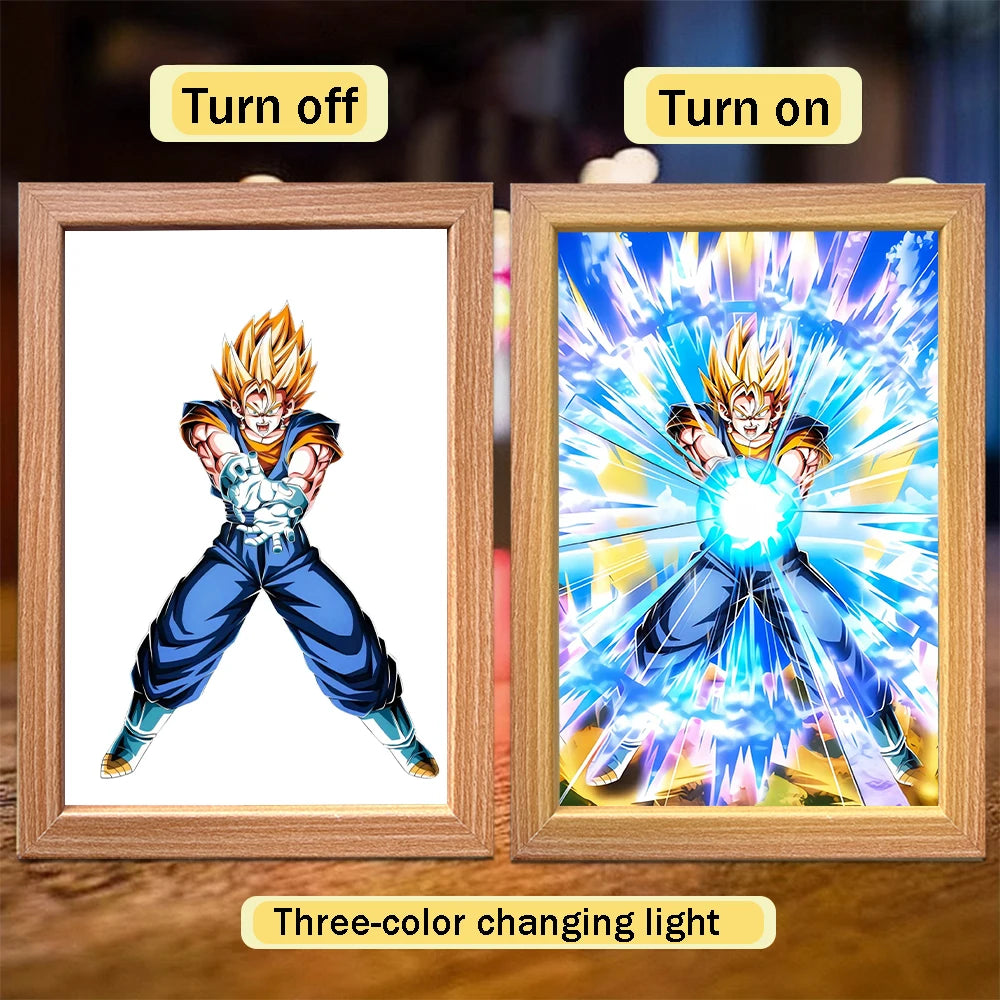Anime character dragon pearl lamp painting photo frame, Goku Vegeta Led night light bedroom decoration gift moon lamp