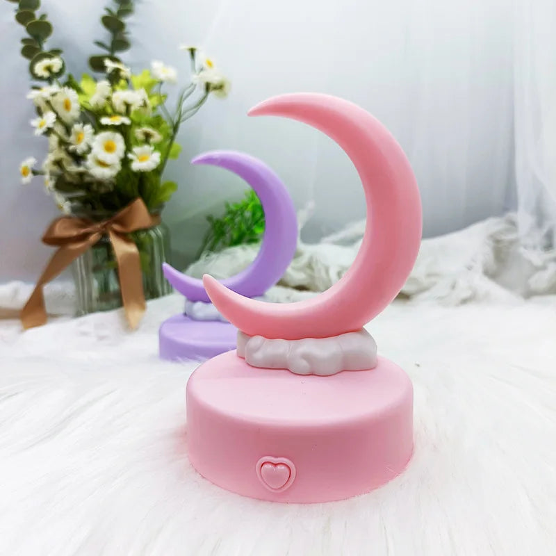 Creative Romantic Crescent Moon Night Light LED Bedside Decorative Table Lamp Living Room Luminous Toy Decorations Birthday Gift