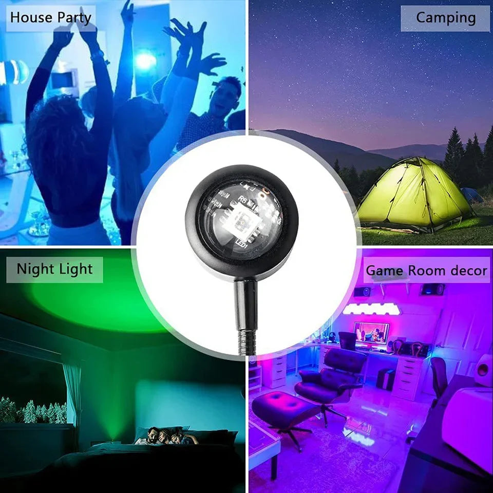 Atmosphere Lighting for Bedroom Home Room Decor Gift 1x USB Sunset Lamp LED Rainbow Neon Night Light Projector Photography Wall