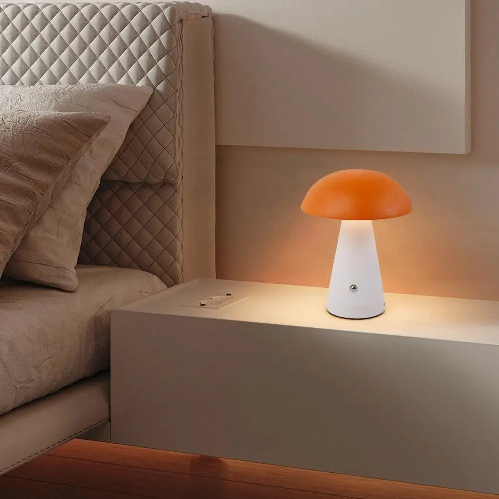 Touch-Activated Mushroom Lamp USB Rechargeable 3 Color LED Table Lamp Dimmable Extended Illumination Dimmable Light Office