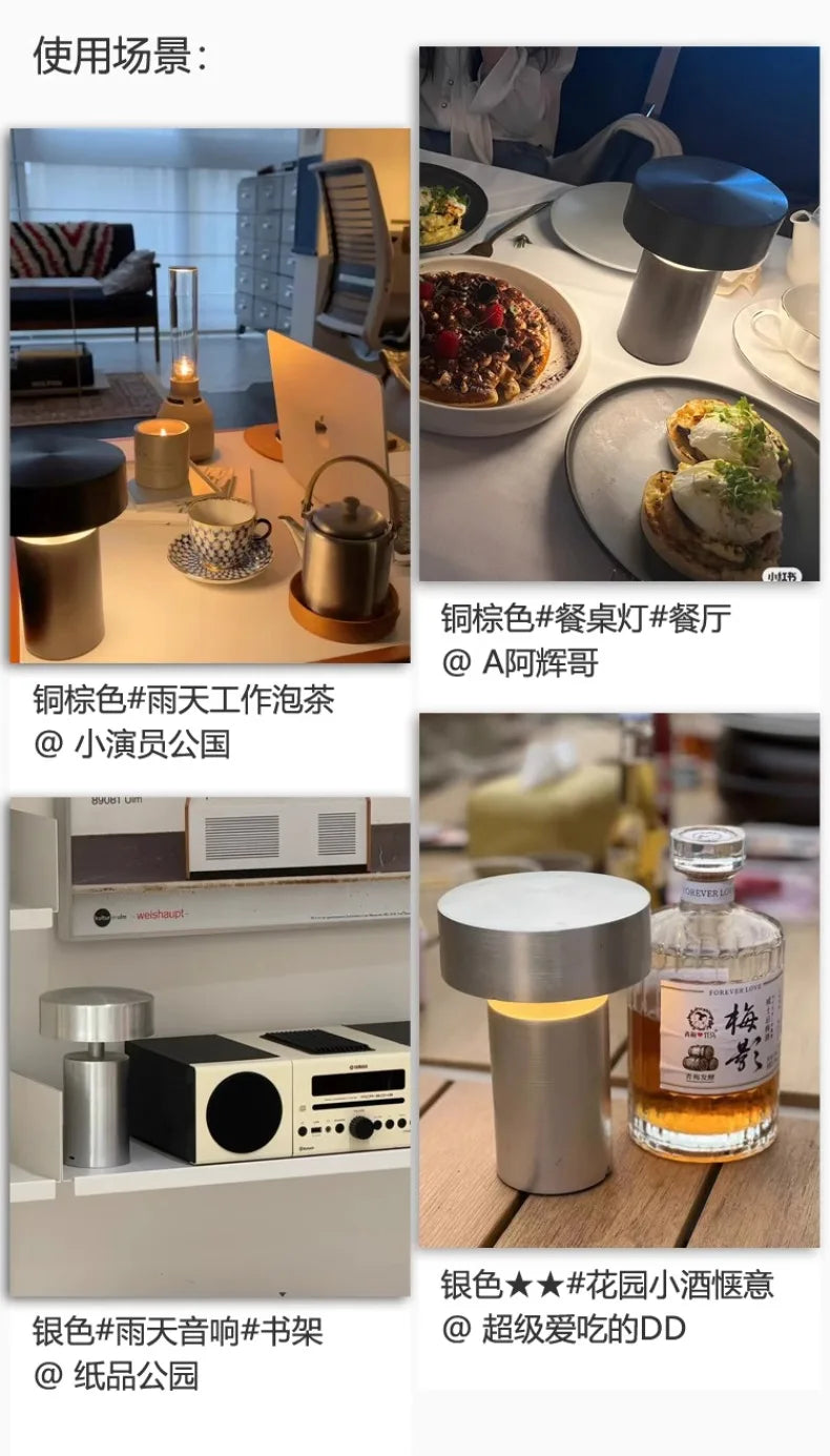 Danish Designer Mushroom Table Lamp with Touch Switch Usb Charging Wireless Modern Simple Atmosphere Desk Light Bar Cafe Bedside