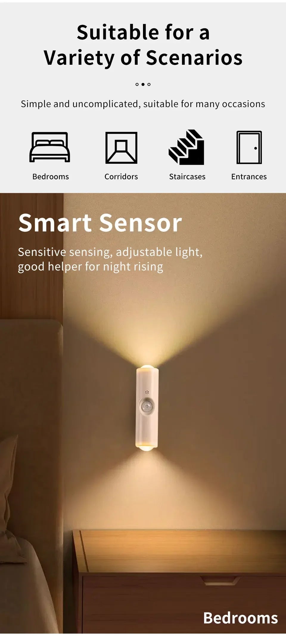 RGB Gradient Ambient Light Rechargeable LED Night Light Motion Sensor Wall Sunset Lamp Dimmable Magnetic Closet Bedroom Lamps