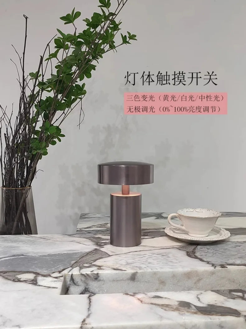 Danish Designer Mushroom Table Lamp with Touch Switch Usb Charging Wireless Modern Simple Atmosphere Desk Light Bar Cafe Bedside