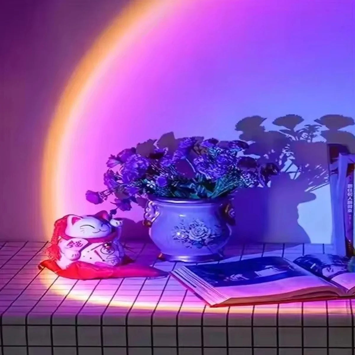 USB Charging LED Sunset Light Colorful Neon Night Light Projector Photo Bedside Wall Lamp Atmosphere Decorative Lamp