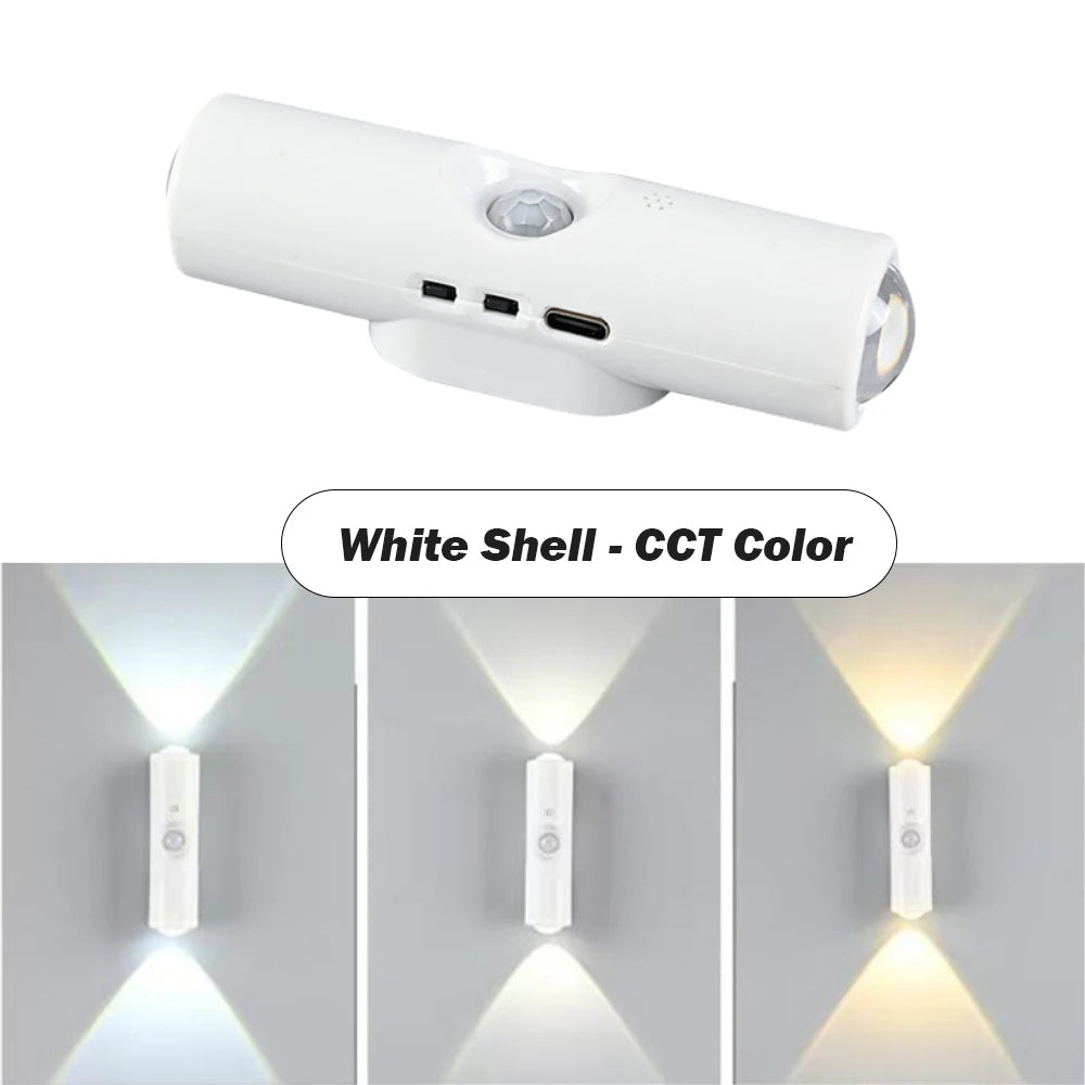 LED Night Light with Motion Sensor RGB CCT USB Rechargeable Magnetic Double-head Sunset Lamp Stair Cabinet Hallway Room Decor